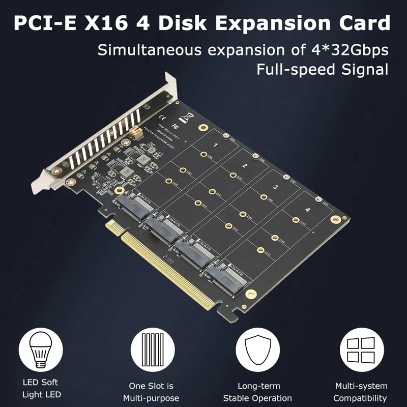 PH44 NVME 4-Дисковая карта PCIE Signal Split Array Card Изображение 4