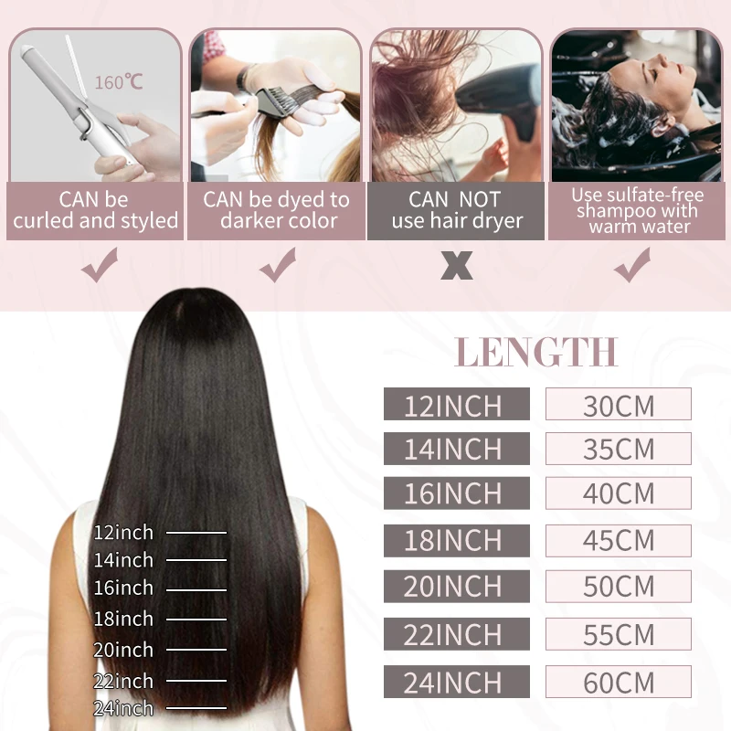 Ugeat Лента для наращивания волос Из натуральных прямых волнистых волос высокого качества для салонов красоты Для женщин Remy Hair Изображение 4