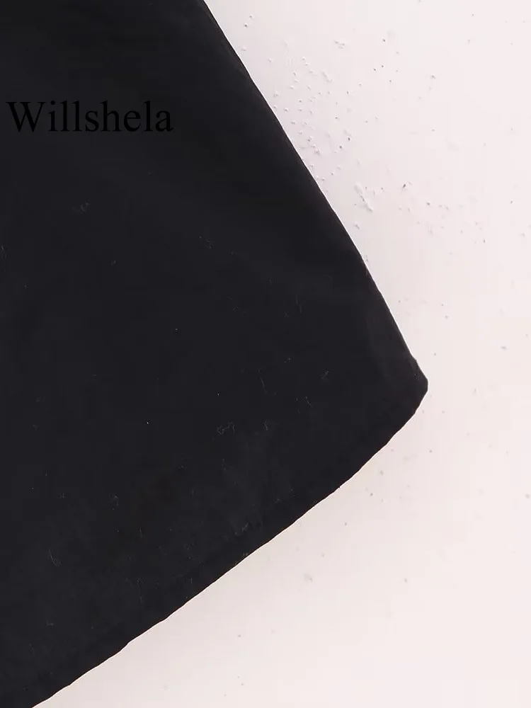 Willshela Женская мода С бисером, Черные укороченные топы без спинки, Винтажные тонкие бретельки, вырез лодочкой, женский шикарный женский укороченный топ Изображение 4