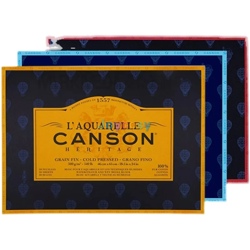 Акварельный блокнот Canson L'aquarelle Heritage, приклеенный с 4 сторон, 20 Листов 100% Хлопчатобумажной бумаги, Грубая текстура, Холодная печать, Горячая печать Изображение 4