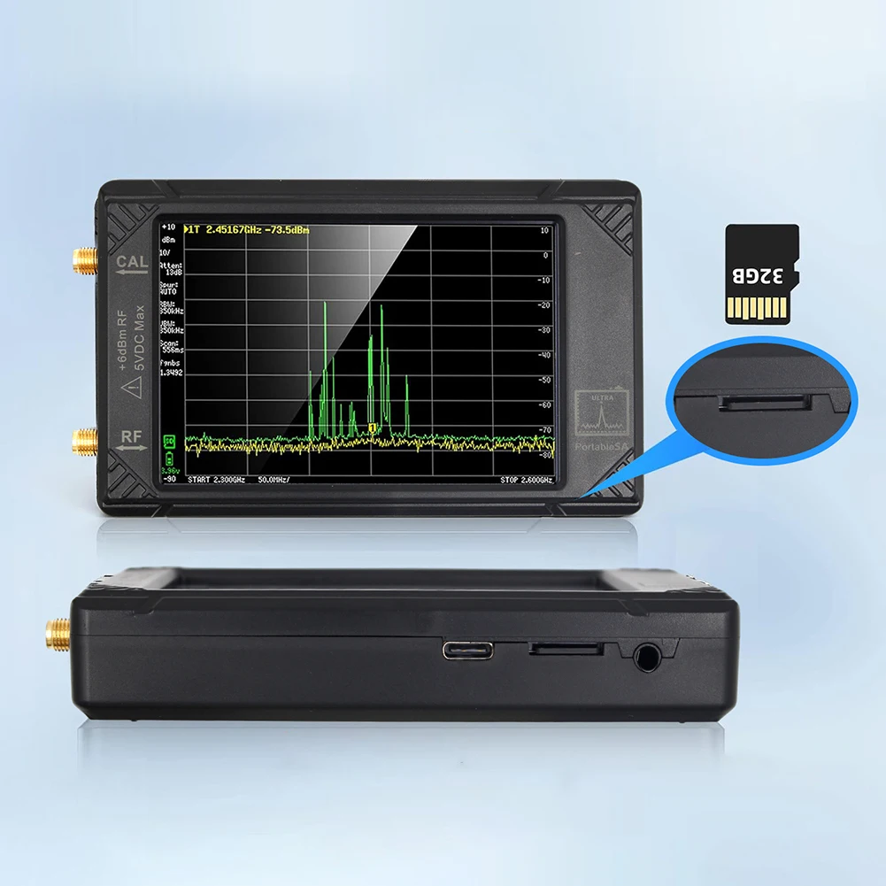 Анализатор спектра TinySA 100 кГц-5,3 ГГц с 4-дюймовым Дисплеем Частотный Анализатор Радиочастотный Генератор Ulrta Mode 32 ГБ Карта с батареей Изображение 4