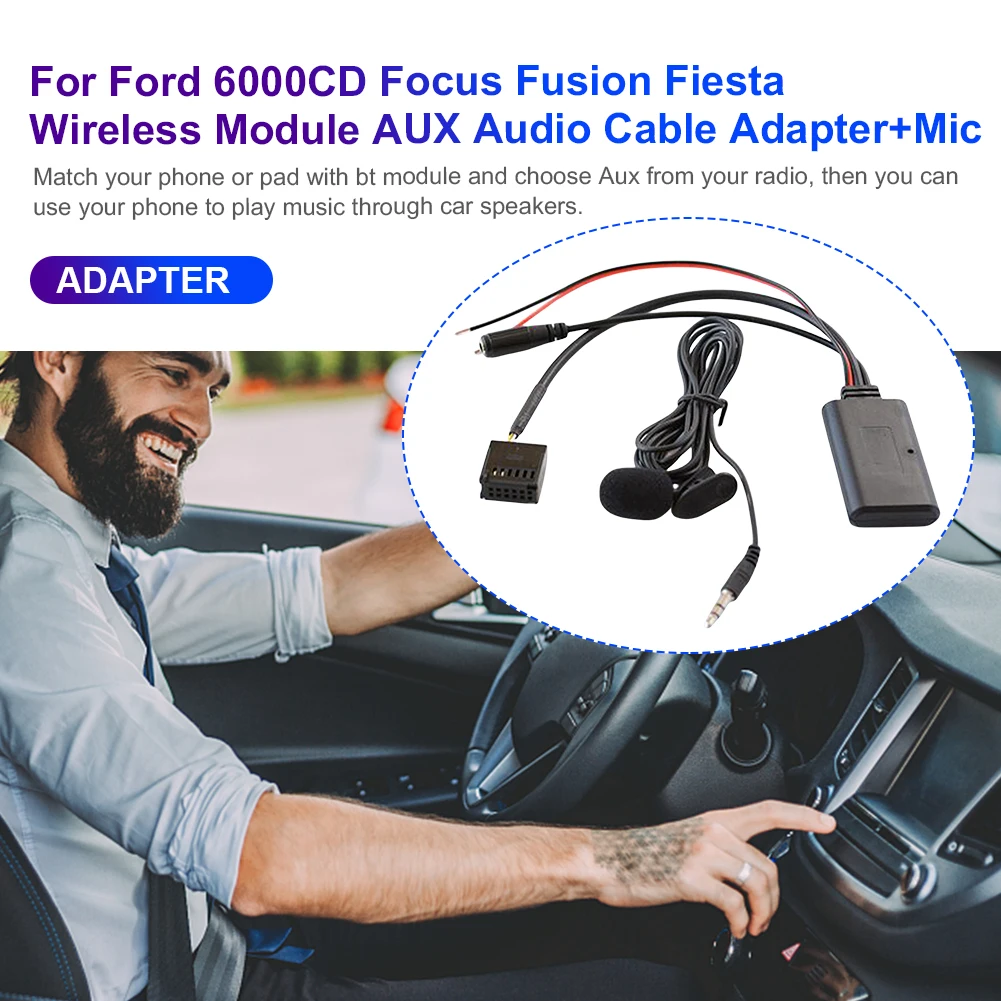 Аудио MP3 Музыкальный Адаптер с Микрофоном Автомобильный Bluetooth-Совместимый Модуль Вызова Аудиокабеля Громкой Связи Адаптер для Ford Mondeo C-Max Изображение 4