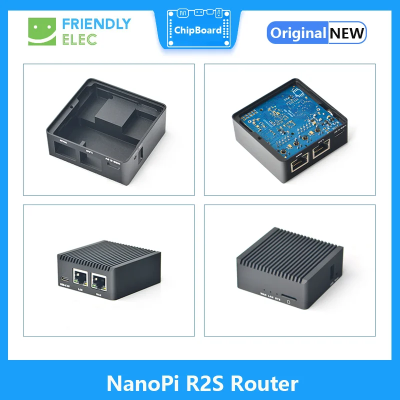 Дружественный Маршрутизатор NanoPi R2S С Официальным Металлическим корпусом OpenWRT System RK3328 Mini Router с Двойным Гигабитным портом и 1 ГБ большой памяти Изображение 4