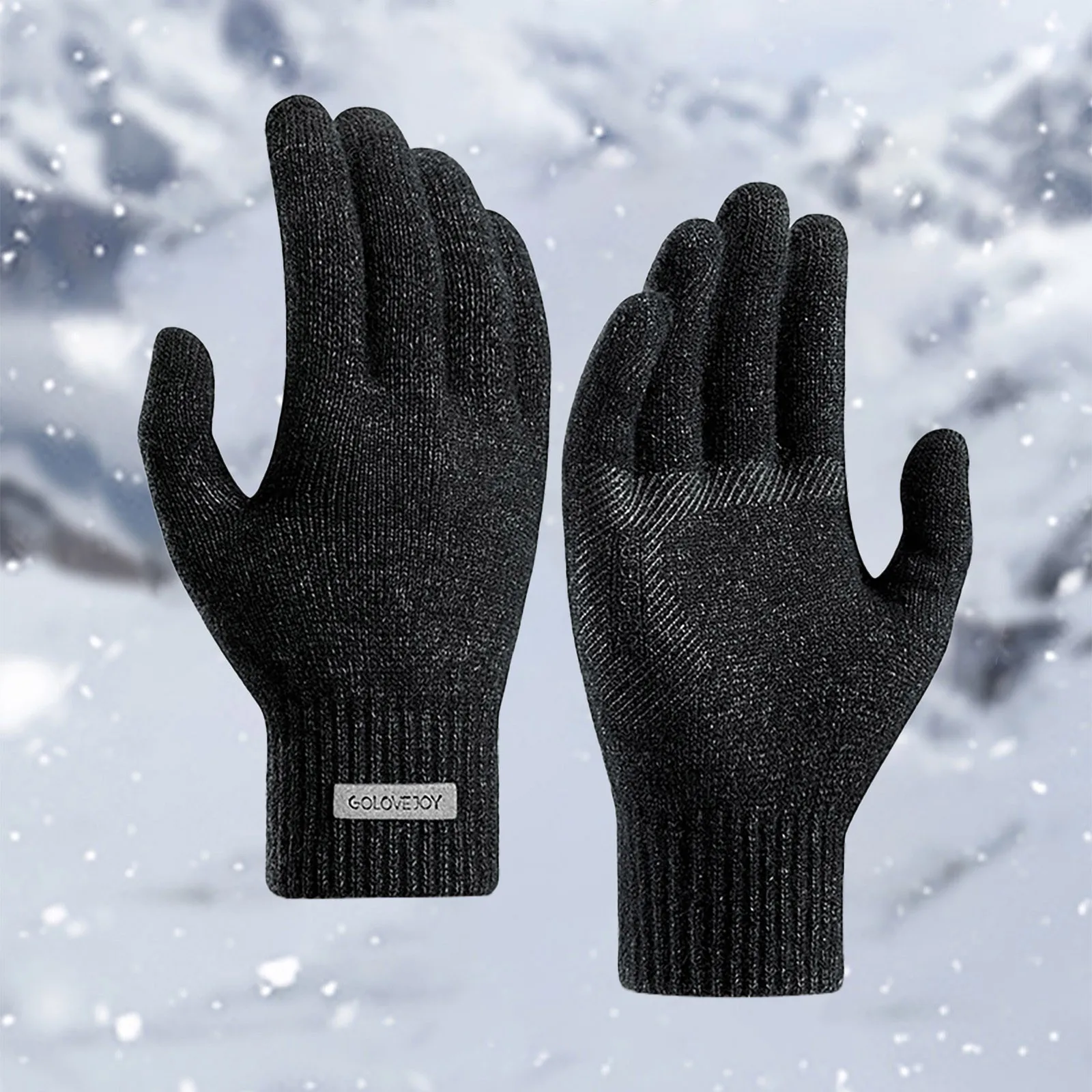 Зимние вязаные мужские перчатки с рисунком крючком, теплые перчатки h, варежки для женщин, варежки для женщин с утеплением в холодную погоду Изображение 4