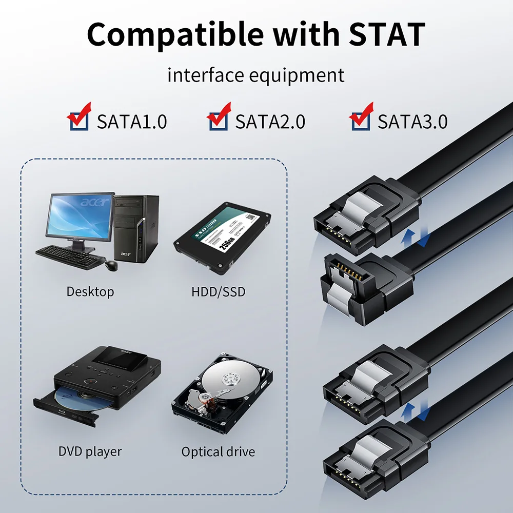 Кабель для передачи данных SATA 3.0, конвертер для подключения жесткого диска SSD HDD, высокоскоростной кабельный адаптер Sata III, шнур для передачи сигнала Изображение 4