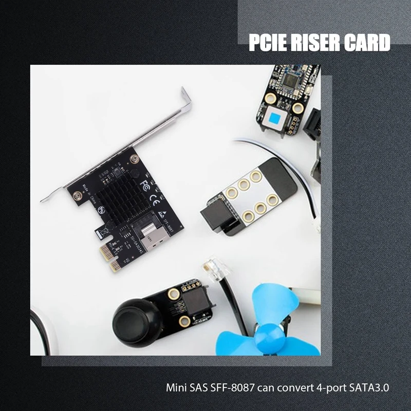 Карта PCIE Riser Card PCIE 1X Для Mini SAS SFF-8087 SATA3.0 6 Гбит/с Карта-Адаптер Расширения Жесткого диска Для Майнинга Chia Изображение 4