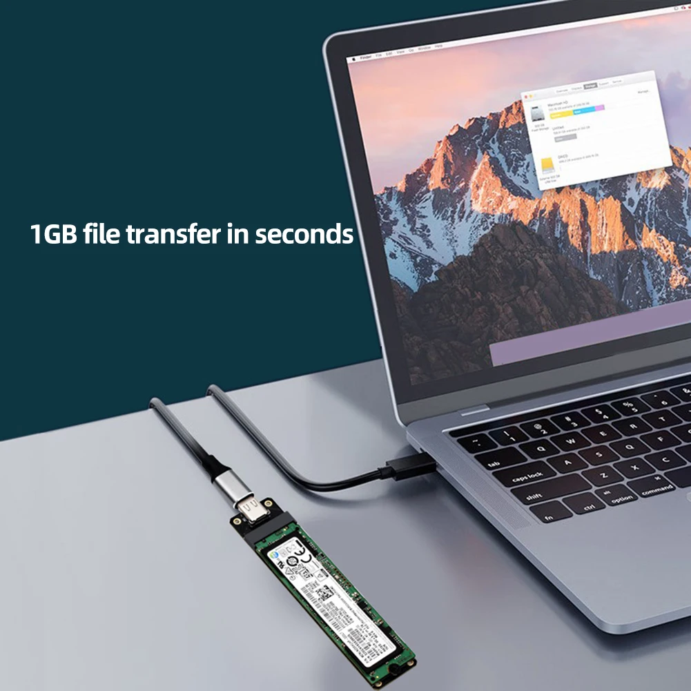 Конвертер NGFF M.2 в USB3.1 Type-C со скоростью 10 Гбит/с Адаптер жесткого диска M.2 NGFF Поддержка чипа JMS580 Размером 2230/2242/2260/2280 SSD Изображение 4