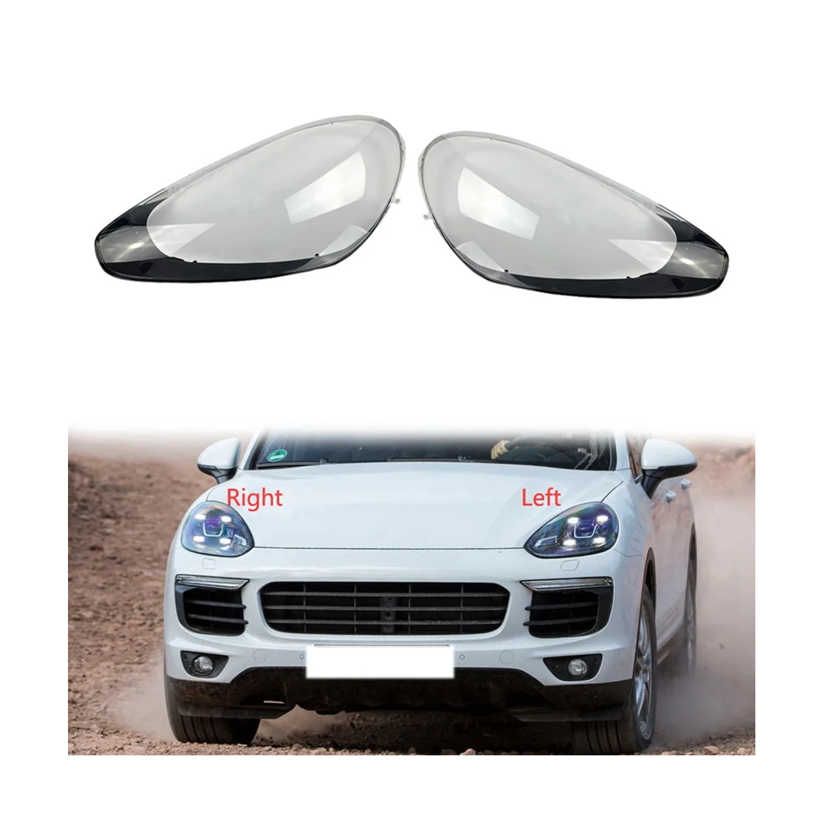 Корпус правой передней фары, абажур, прозрачный чехол для объектива Porsche Cayenne 2015-2017, Корпус головного света автомобиля Изображение 4