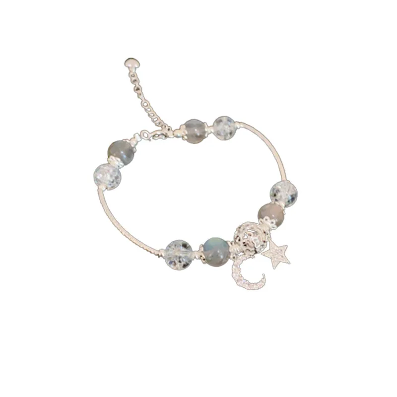 Модный браслет с кристаллами циркона в виде звезды и Луны, индивидуальный универсальный регулируемый браслет для женщин Изображение 4