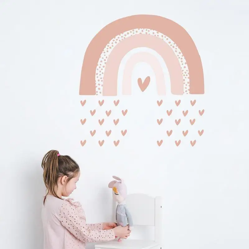 Мультяшная Радужная наклейка на стену в виде сердца Любви, Фон детской комнаты, наклейки для украшения дома, обои, Комбинированные наклейки для спальни Изображение 4