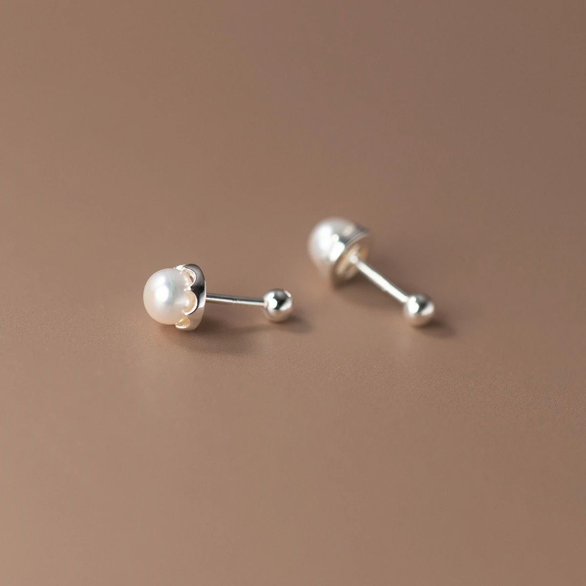 Настоящее серебро 925 пробы, серьги с пресноводным жемчугом, серьги-гвоздики для ушей, женские подарки Изображение 4