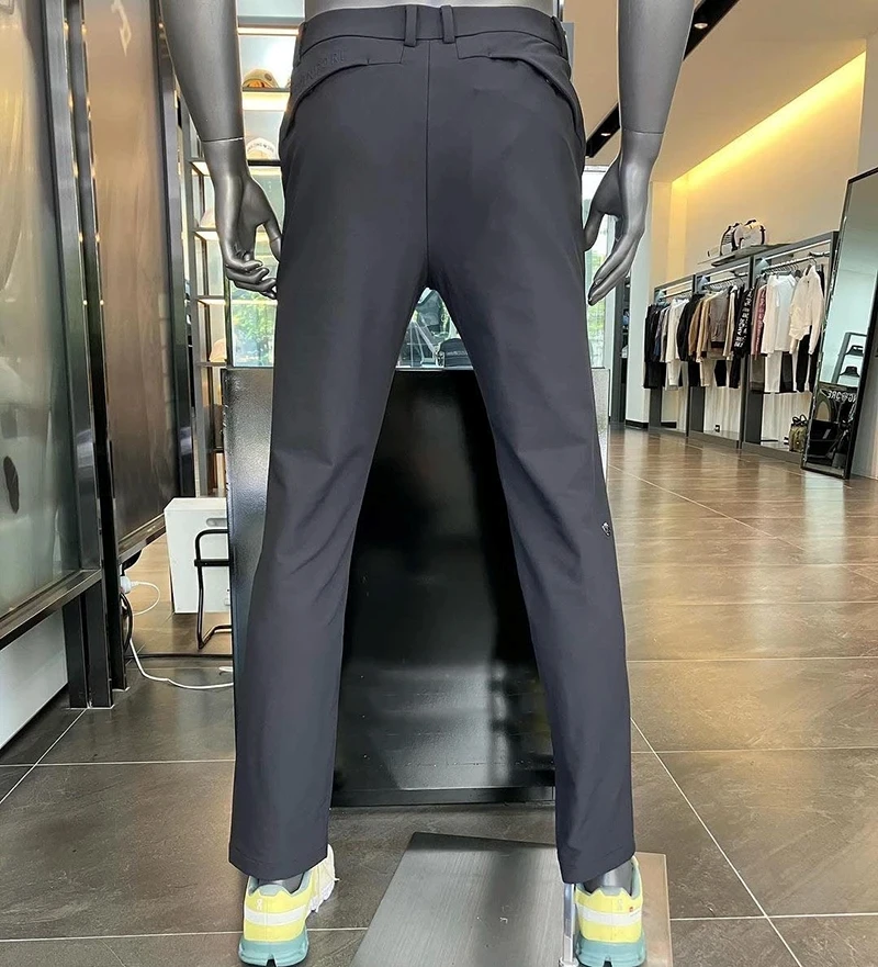 Новые мужские брюки для гольфа Осенне-зимняя мода, повседневные брюки Slim Fit с высокой талией, однотонные простые универсальные спортивные брюки для гольфа Изображение 4