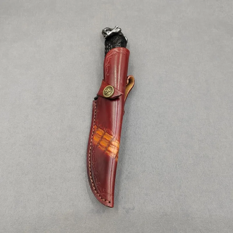 Нож Ручной Работы Из Дамасской Стали VG10 Core С Фиксированным Лезвием В Кожаных Ножнах Для Выживания, Тактический Прямой Нож, Коллекционный Подарок Для Мужчины Изображение 4