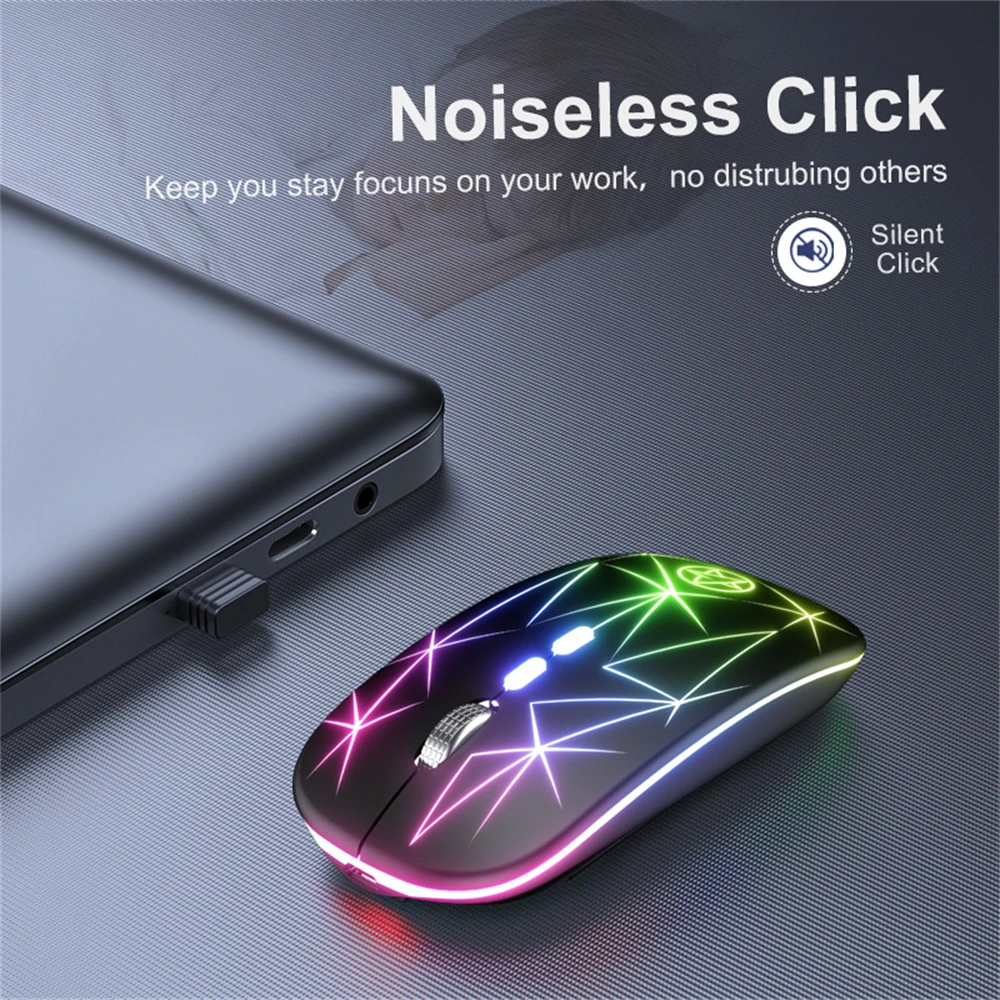 Перезаряжаемая Беспроводная мышь USB 2,4 ГГц Компьютерная Mause Эргономичные игровые мыши RGB Бесшумные для портативных ПК Изображение 4