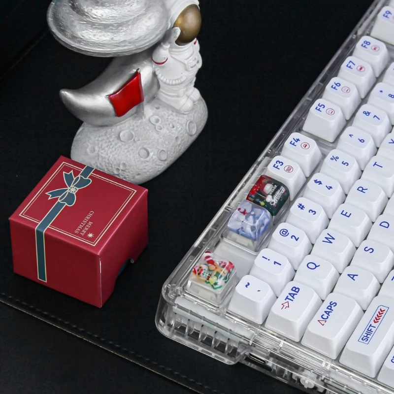 Прозрачный колпачок для ключей из смолы с привлекательным дизайном в стиле аниме, колпачок для ключей из смолы ручной работы для механической клавиатуры, Рождественский подарок, прямая поставка Изображение 4