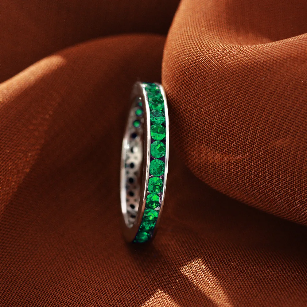 Рядное кольцо S925 Комплект кубического циркония Круглое 2,25 мм Женское кольцо Модные украшения Изображение 4