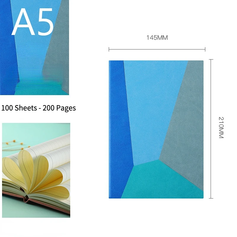 1 Шт. Тетрадей в Контрастной Обложке Формата А5 Из Красочной Искусственной Кожи для Студентов, Блокнотов Для Письма, Школьных Принадлежностей, Офисного Блокнота Изображение 5