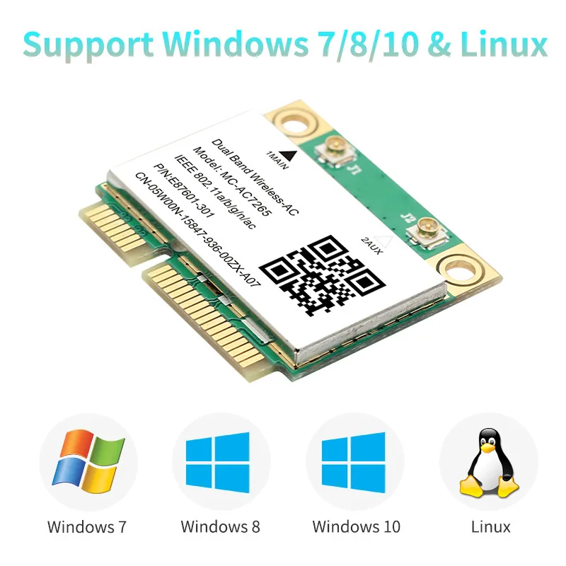 1200 Мбит/с Bluetooth 4.2 Half Mini PCI-E Wifi Карта MC-AC7265 Беспроводная Intel 7265 802.11ac 2.4G 5 ГГц Для Ноутбука Intel 7260 7260HMW Изображение 5
