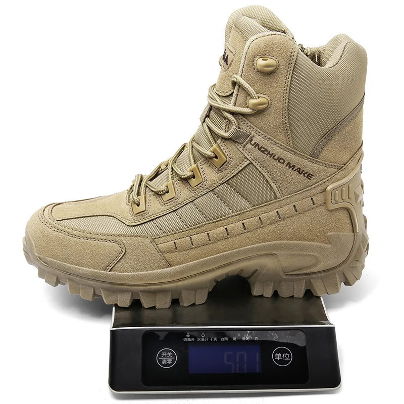 2023 Мужские военные Тактические ботинки Осень-зима, водонепроницаемые кожаные армейские ботинки, Безопасная рабочая обувь для пустыни, Боевые ботильоны Изображение 5