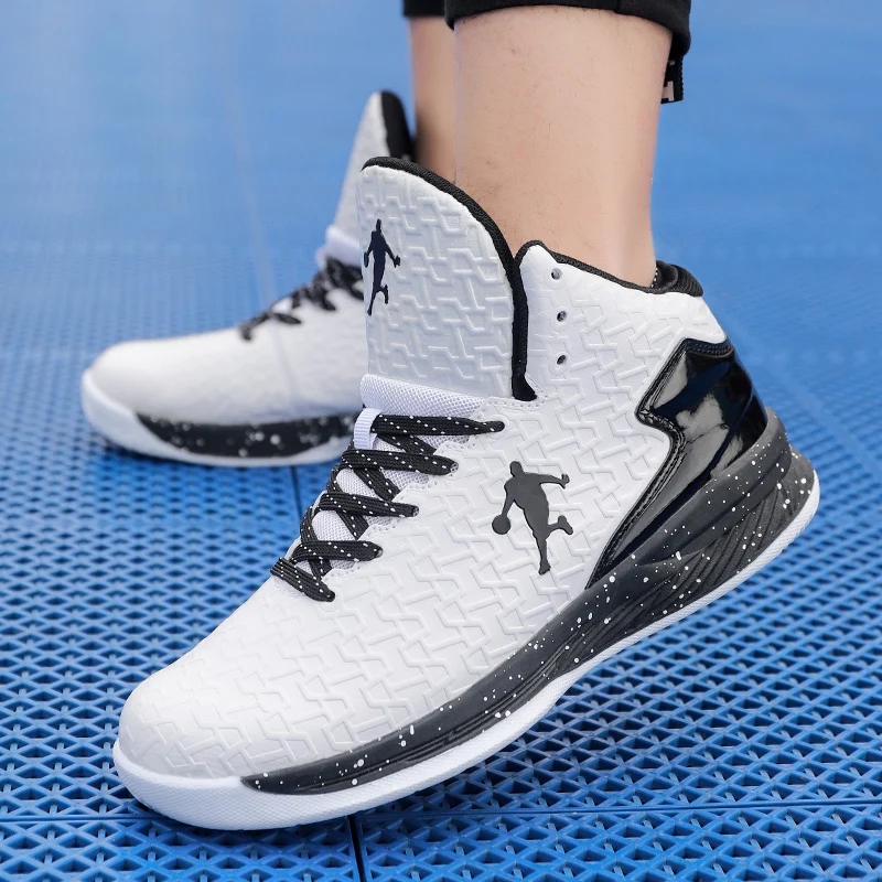 2023 Профессиональная мужская баскетбольная модная обувь Баскетбольные кроссовки Противоскользящая пара дышащих баскетбольных ботинок с высоким берцем Изображение 5