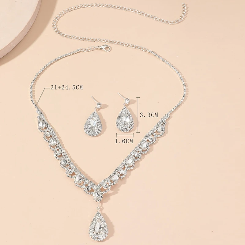 2023 Роскошное ожерелье с каплевидными серьгами из кубического циркония, набор свадебных украшений для невесты, подарки для женщин Изображение 5