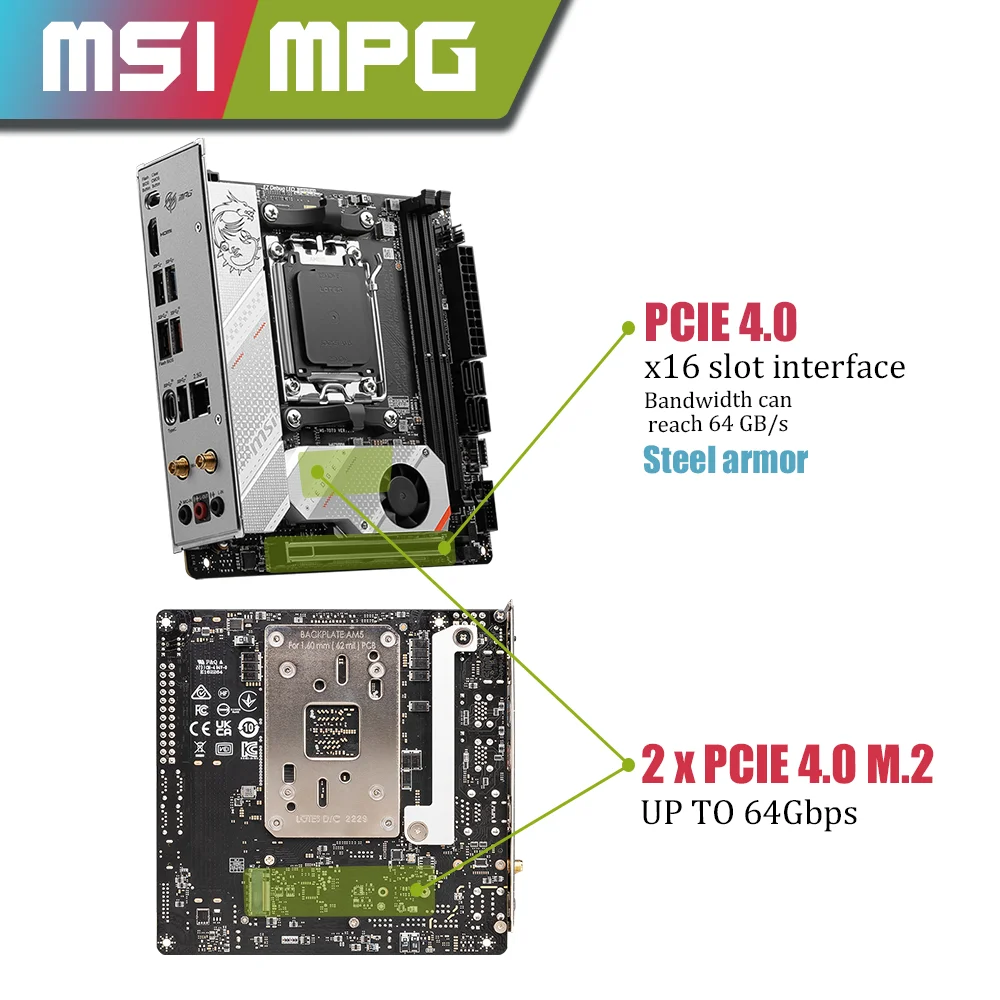 MSI MPG B650i EDGE WIFI с Процессором AMD Ryzen 7 7700 R7 7700 CPU Комплект материнской платы placa mae set 8-Ядерный 5-Нм процессор Socket AM5 Изображение 5
