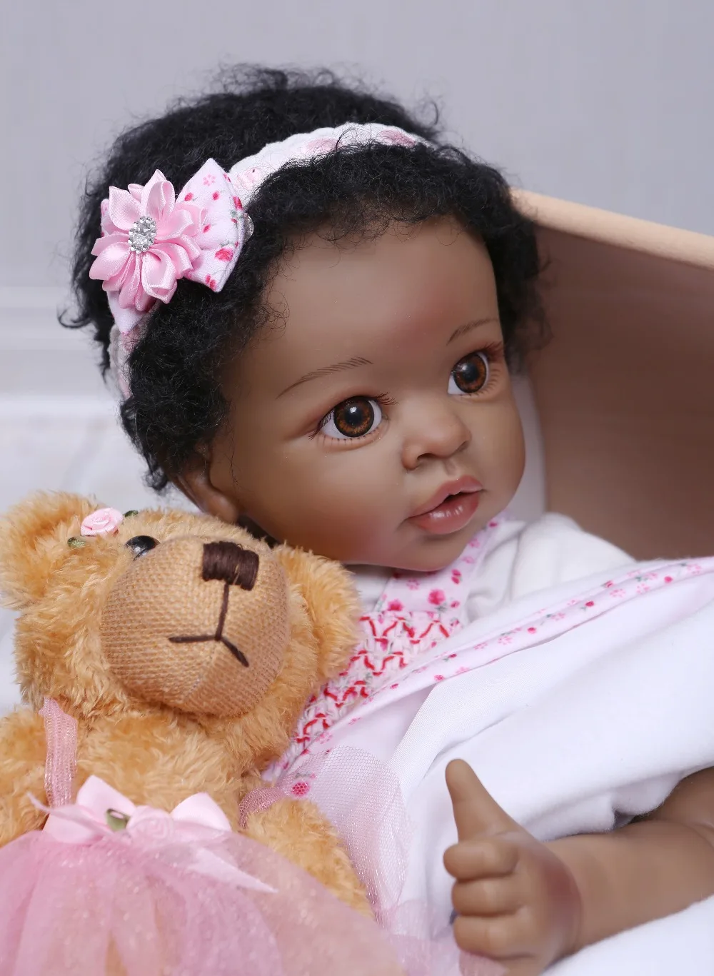 NPKCOLLECTION Bebes Кукла-Реборн 22-дюймовая силиконовая кукла Девочка Reborn Baby Doll Игрушка Реалистичная Новорожденная Принцесса Bonecas Menina для детей Изображение 5