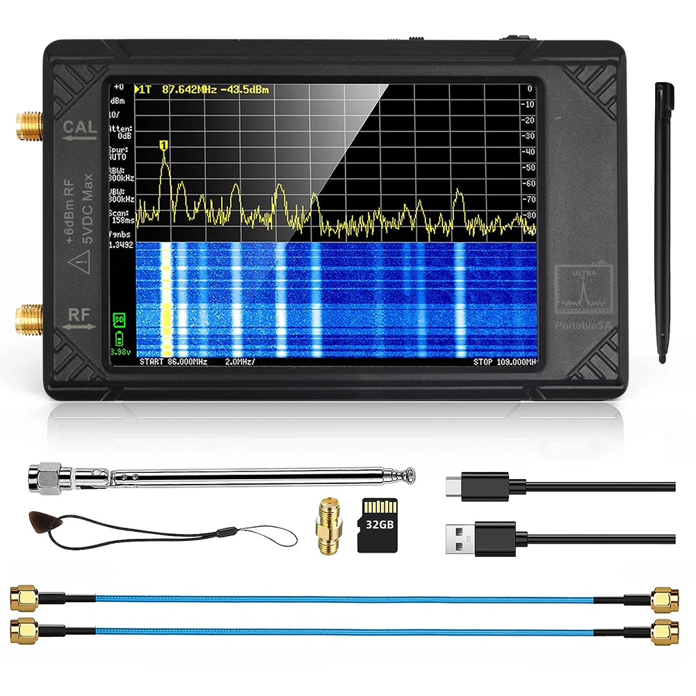 Анализатор спектра TinySA 100 кГц-5,3 ГГц с 4-дюймовым Дисплеем Частотный Анализатор Радиочастотный Генератор Ulrta Mode 32 ГБ Карта с батареей Изображение 5