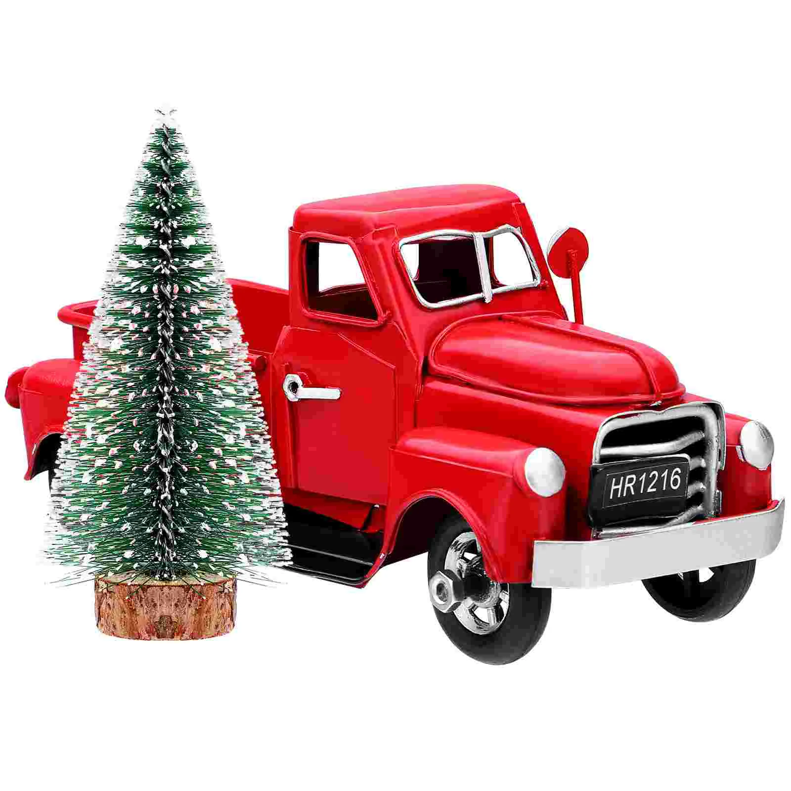 Винтажный красный грузовик с рождественской елкой из металла ручной работы, старая модель автомобиля, красный пикап, детские подарки Navidad Noel Изображение 5