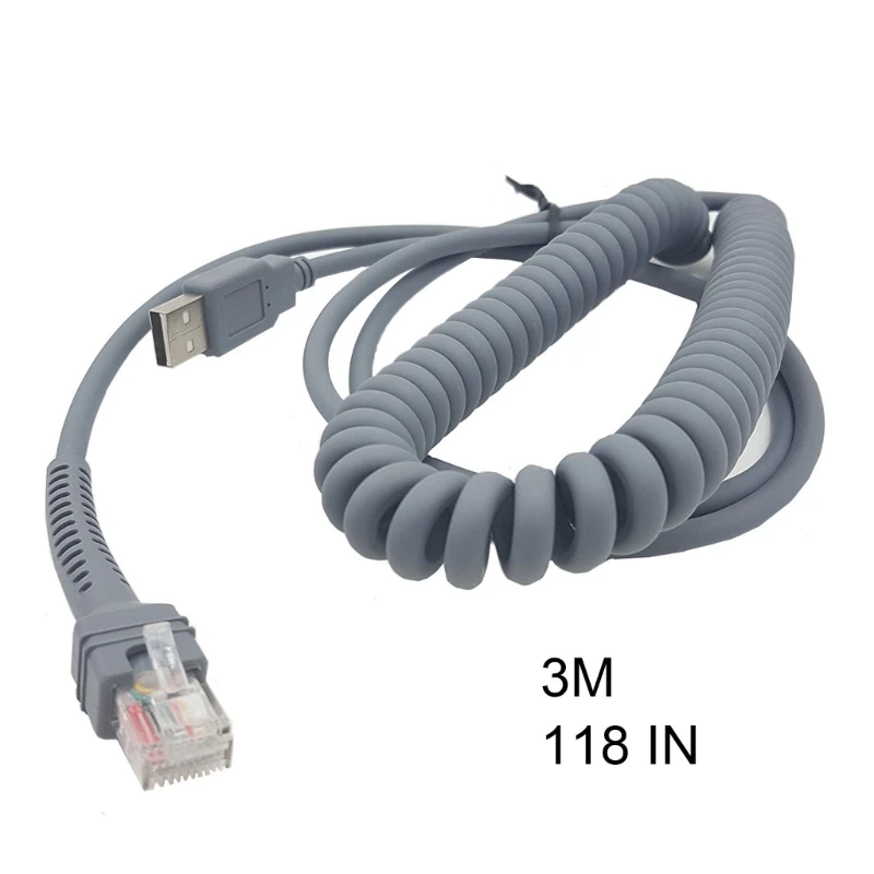 Гибкий 9-футовый USB-кабель для сканера штрих-кодов Symbol LS2208 LS2208AP LS1203 LS4208 Изображение 5