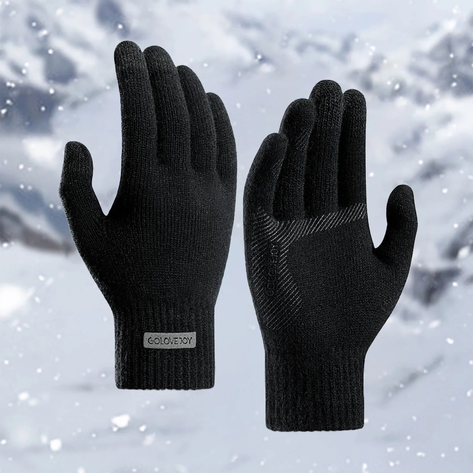 Зимние вязаные мужские перчатки с рисунком крючком, теплые перчатки h, варежки для женщин, варежки для женщин с утеплением в холодную погоду Изображение 5