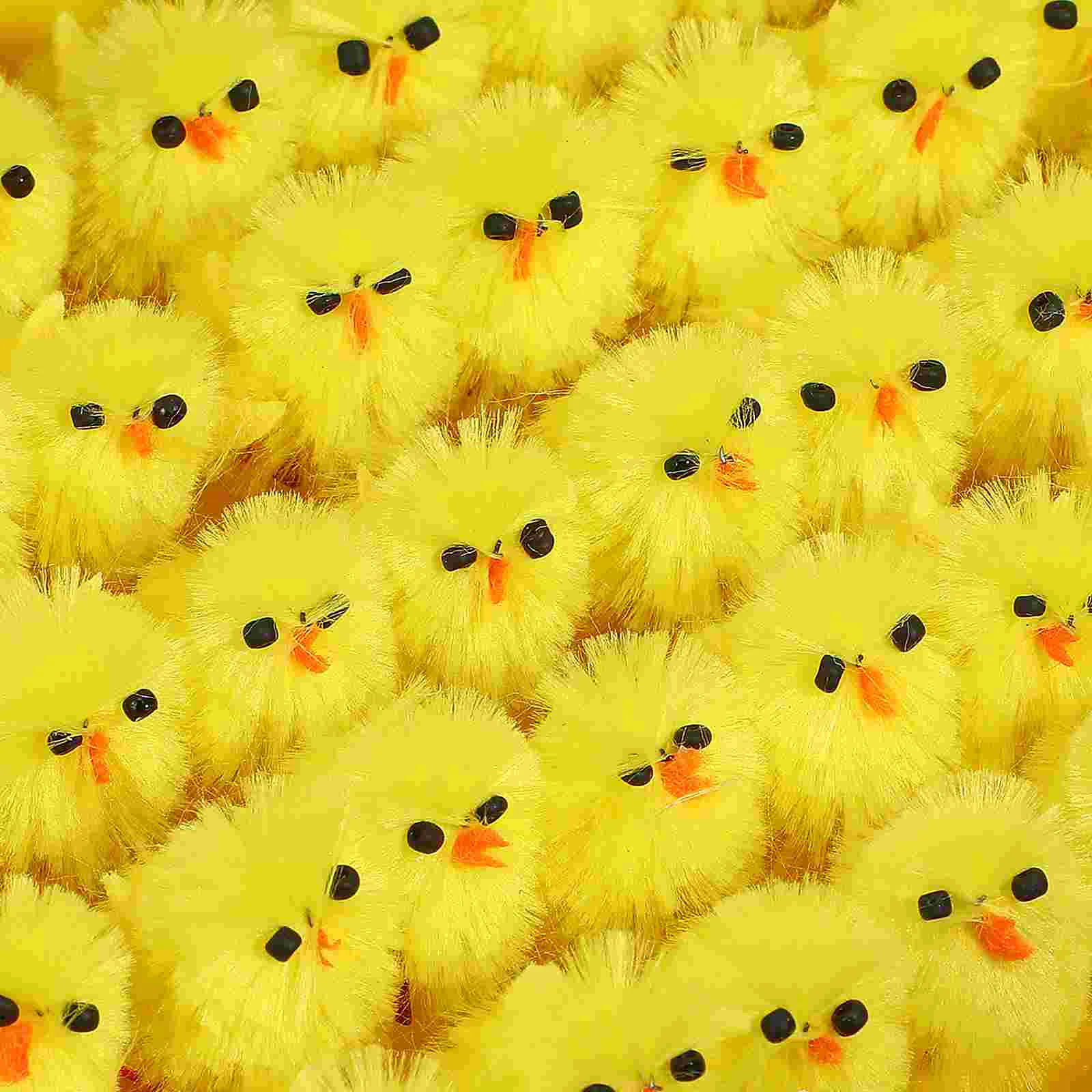 Имитация мини-пасхальных цыплят, искусственная плюшевая желтая курица, настольное украшение для весенней вечеринки Изображение 5