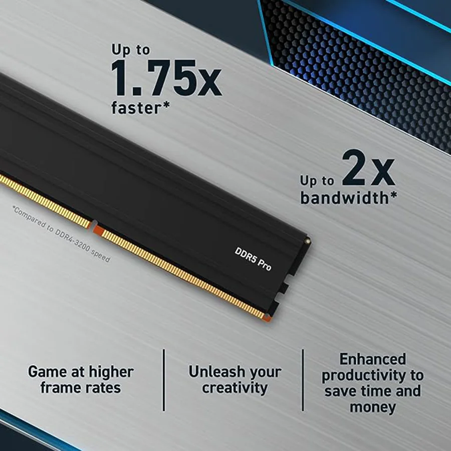 Комплект оперативной памяти Crucial Pro 32 ГБ (2x16 ГБ) DDR5 DDR4 5600 Мбит / С (или 5200 Мбит / С, или 4800 Мбит / С) для настольных игровых киберспортивных ПК Изображение 5