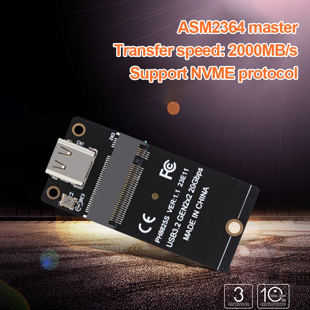Конвертер SSD M.2 в Type C USB3.2 Gen2x2 NVME Riser Board 20 Гбит/с Плата Адаптера ASM2364 2000 Мбит/с для SSD 2230/42/60/80 Прямая поставка Изображение 5