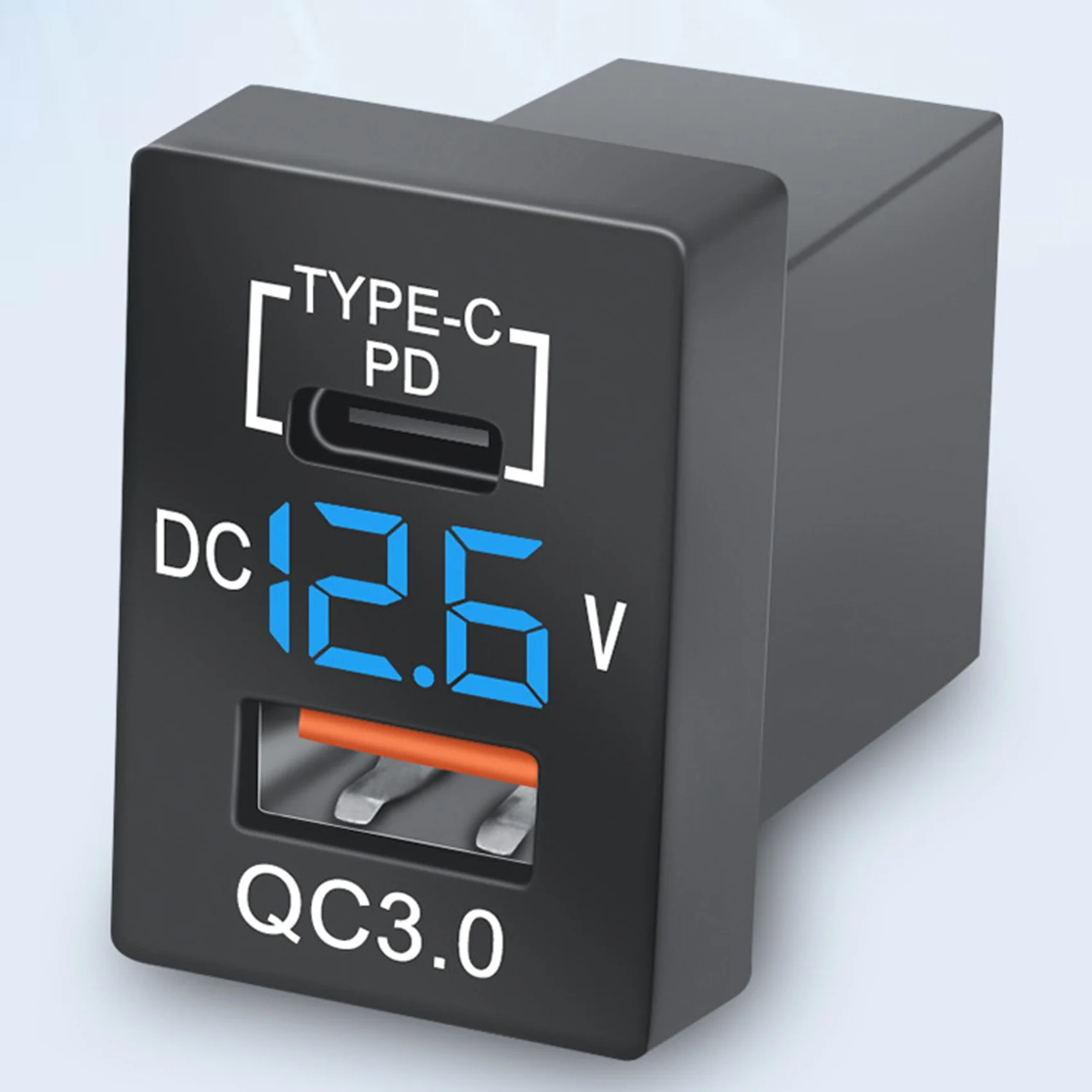 Новое зарядное устройство QC3.0 USB для автомобильного зарядного устройства PD Type-C с красным светодиодным цифровым вольтметром для новой Toyota Quick Charge Изображение 5