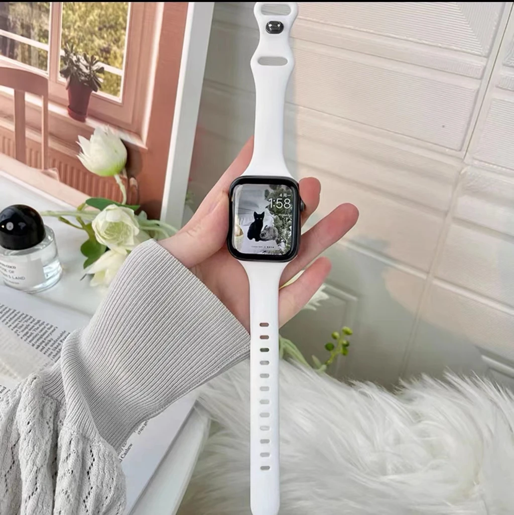 новый резиновый ремешок для iWatch 38/42 мм 40 мм 44 мм 4 3 2 1Correa Ремень Силиконовый ремешок для Apple Watch 41/45 мм 49Ultra SE8 7 6 5 Изображение 5