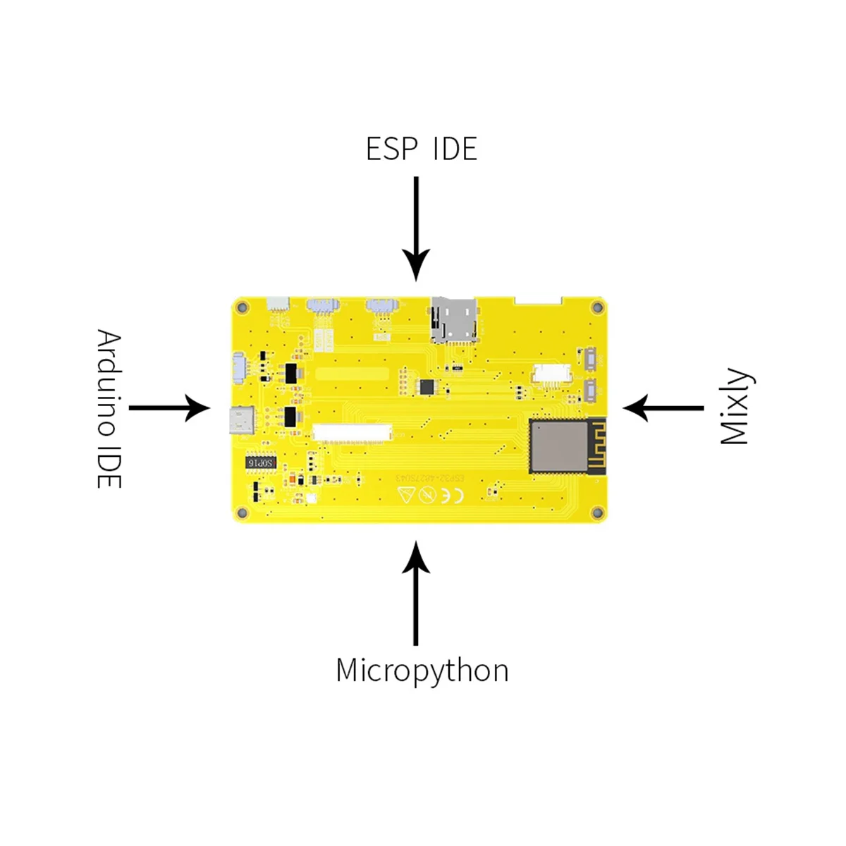 Плата разработки ESP32 8M PSRAM 16M Flash с графическим 4.3-дюймовым ЖК-дисплеем LVGL с модулем Wi-Fi Bluetooth Изображение 5