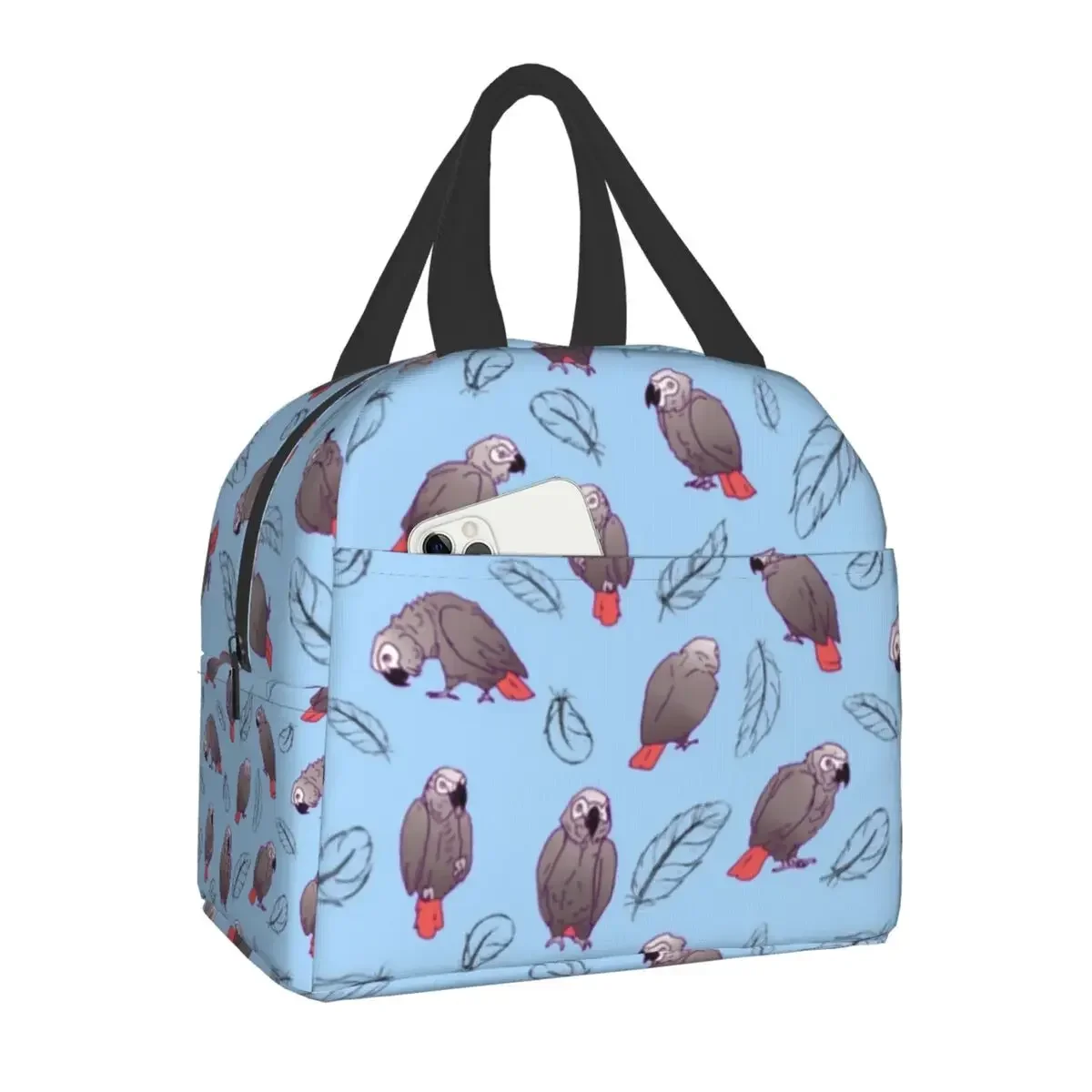 Портативный ланч-бокс Grey Parrot для детей и женщин, многофункциональный термоохладитель для птиц Psittacine, сумка для ланча с изоляцией от пищевых продуктов Изображение 5