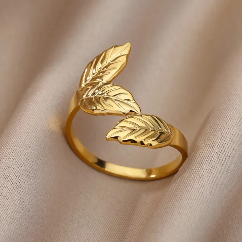 Французские выдалбливают кольца Открытое кольцо для Female18K Позолоченные женские украшения из нержавеющей стали Изображение 5