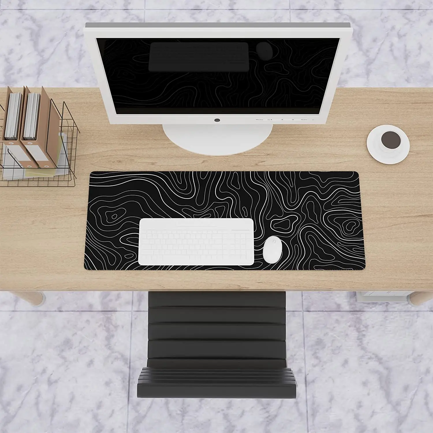 Черный удлиненный игровой коврик для компьютерной мыши, большой игровой коврик для мыши для стола, Минималистичный настольный коврик, классный настольный коврик для клавиатуры, коврик для мыши Изображение 5
