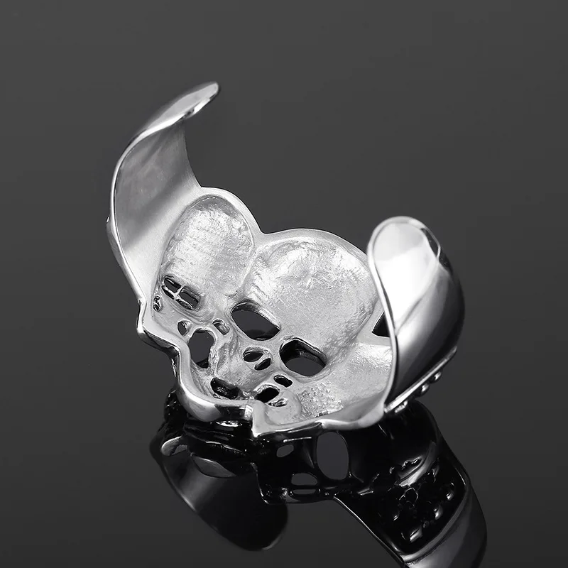 Ювелирные изделия в европейском и американском стиле панк, ретро полый мужской браслет с черепом из титановой стали Изображение 5