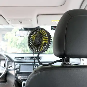Автомобильный мощный вентилятор с вращением на 360 градусов, автоматический вентилятор для вентиляции подголовника, вентилятор охлаждения электромобиля USB 5 В, 3 скорости, регулируемые для жаркой погоды