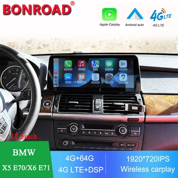 Автомобильный Мультимедийный плеер Bonroad Android12 для BMW X5 E70 CIC/X6 E71 2008-2013 с Сенсорным экраном carplay Android auto GPS Carplay