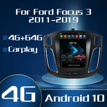 Автомобильный Радио Мультимедийный Видеоплеер Для Ford Focus 3 Mk 3 2011 2012 2013-2019 GPS 2 din DSP Android 10 IPS Для экрана в стиле Tesla