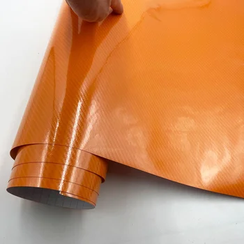 Автомобильный стайлинг глянцевая оранжевая виниловая пленка из углеродного волокна 5D Car Wrap sticker decal