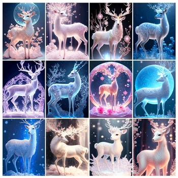 Алмазная мозаика ручной работы, 5D Картина с оленями, Животные, Вышивка Крестом, Хобби и рукоделие, украшение спальни
