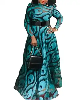 Африканские платья для женщин Лето 2023, африканские женщины, длинное платье из полиэстера с длинным рукавом, макси-платье, Африканская одежда для женщин без пояса