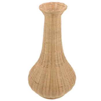 Бамбуковая ваза В деревенском стиле Натуральная Цветочная корзина Бытовая Минималистичная Плетеная Композиция Офисная Изысканная