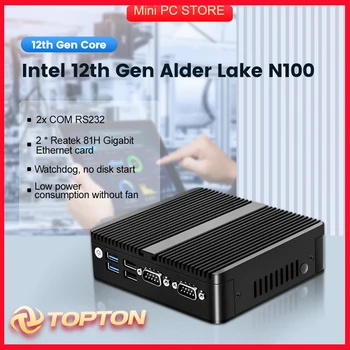Безвентиляторный Мини-ПК 12-го поколения Alder Lake N100 Quad Core Dual LAN 2 * COM NVMe Windows 11 3x4 k Pfsense Internet Server Промышленный ПК