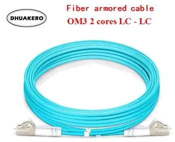 бесплатная доставка AB182Q telecom 2-жильный om3 ММ LC-LC бронированный дуплексный оптоволоконный патч-корд FTTH синего цвета